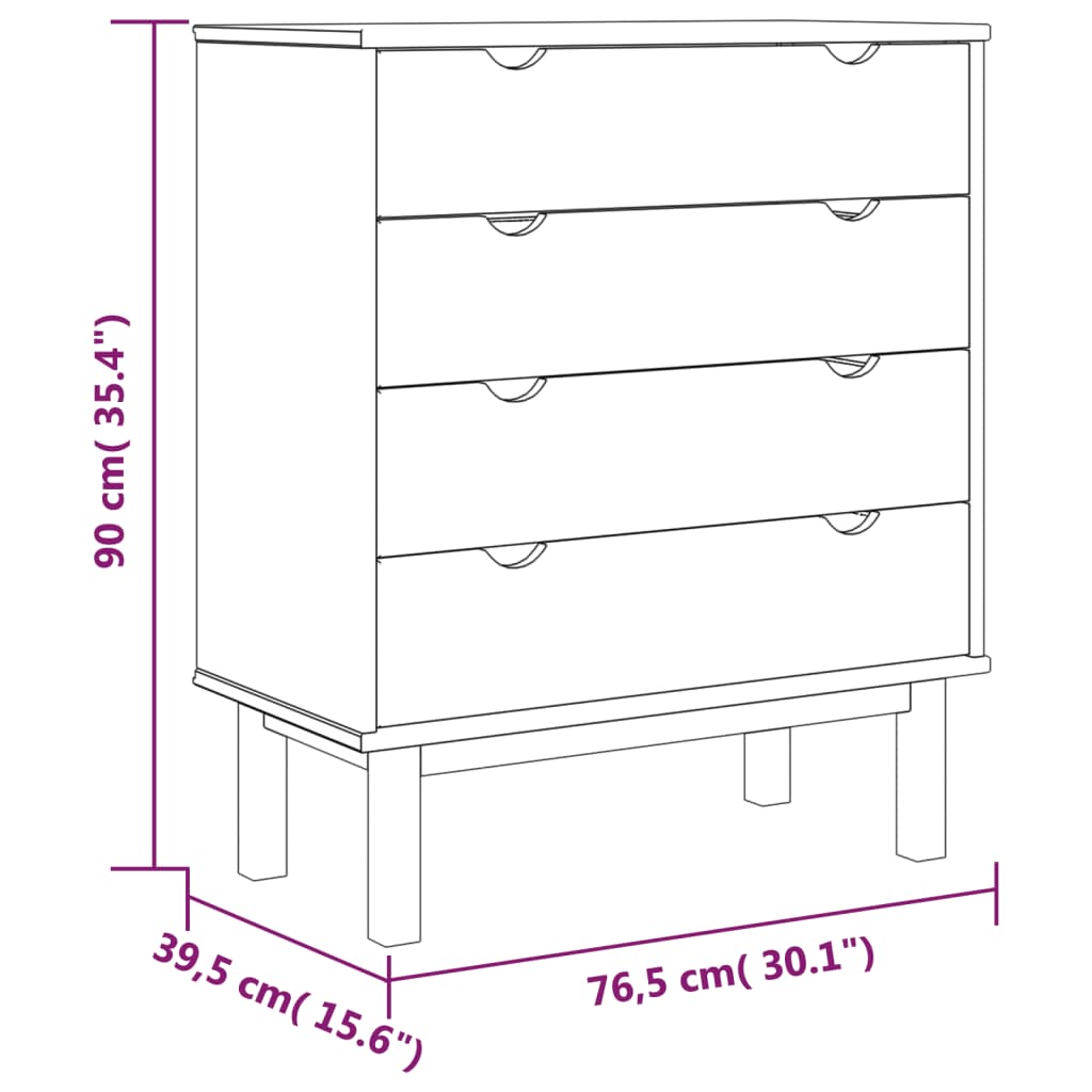 Kommode Brun og Grå OTTA 76,5x39,5x90 cm heltre furu