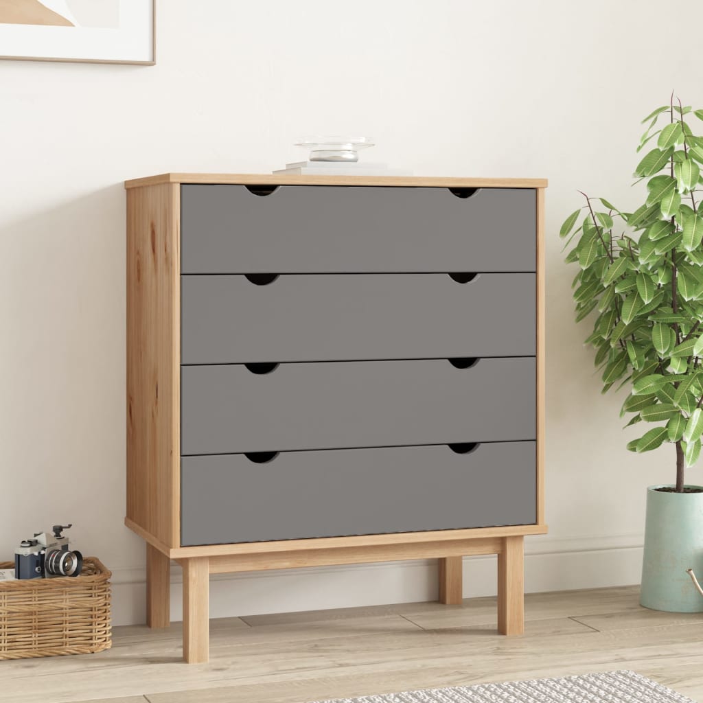 Kommode Brun og Grå OTTA 76,5x39,5x90 cm heltre furu