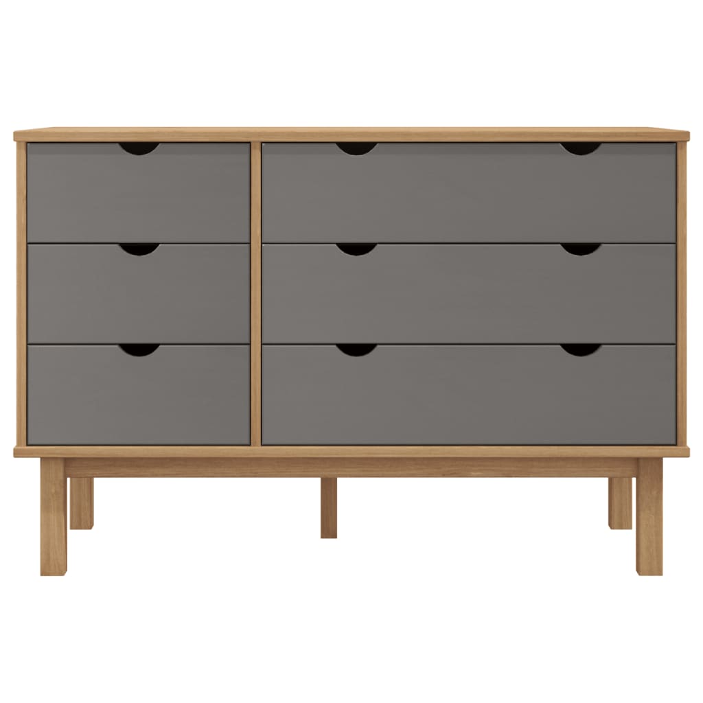 Kommode Brun og Grå OTTA 111x43x73,5 cm heltre furu