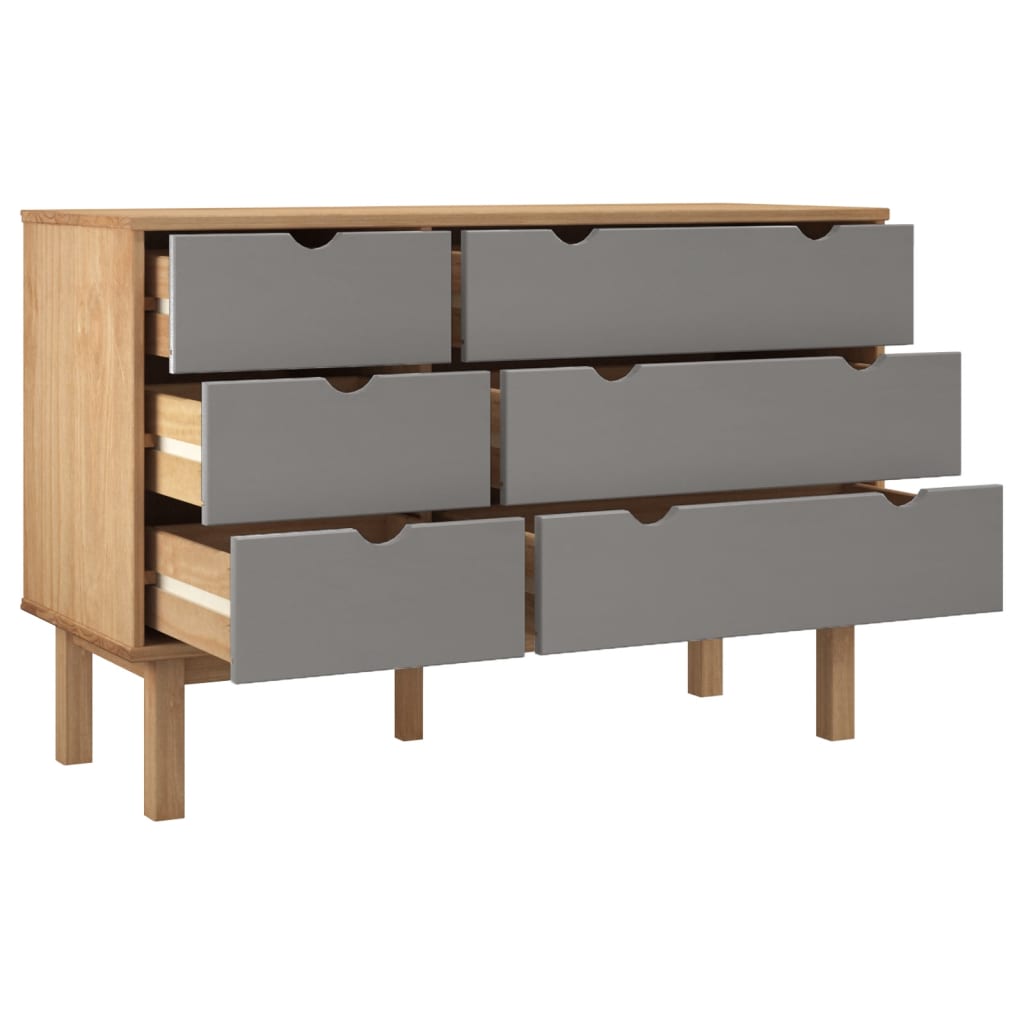 Kommode Brun og Grå OTTA 111x43x73,5 cm heltre furu