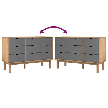 Kommode Brun og Grå OTTA 111x43x73,5 cm heltre furu