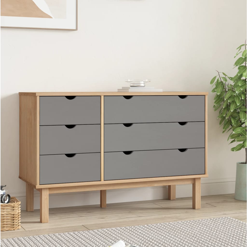 Kommode Brun og Grå OTTA 111x43x73,5 cm heltre furu