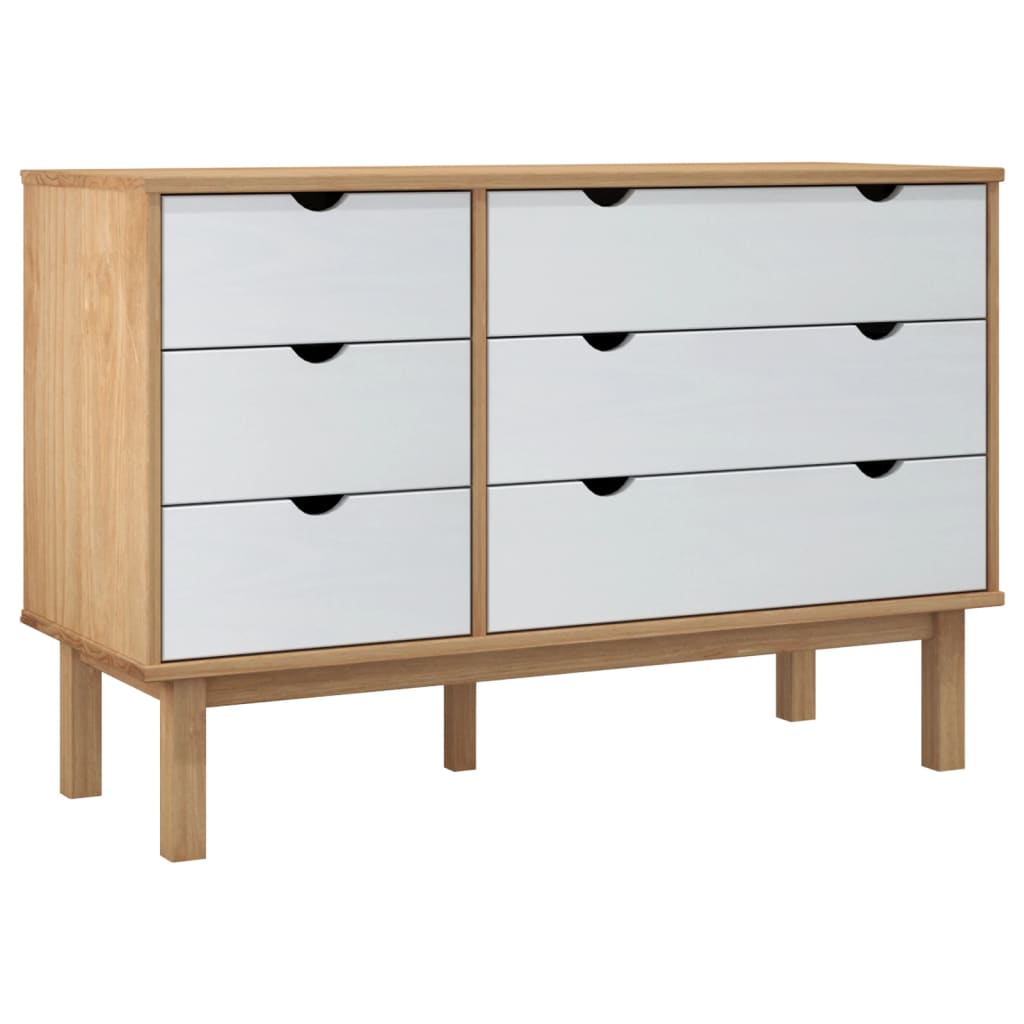 Kommode Brun og Hvit OTTA 111x43x73,5 cm heltre furu
