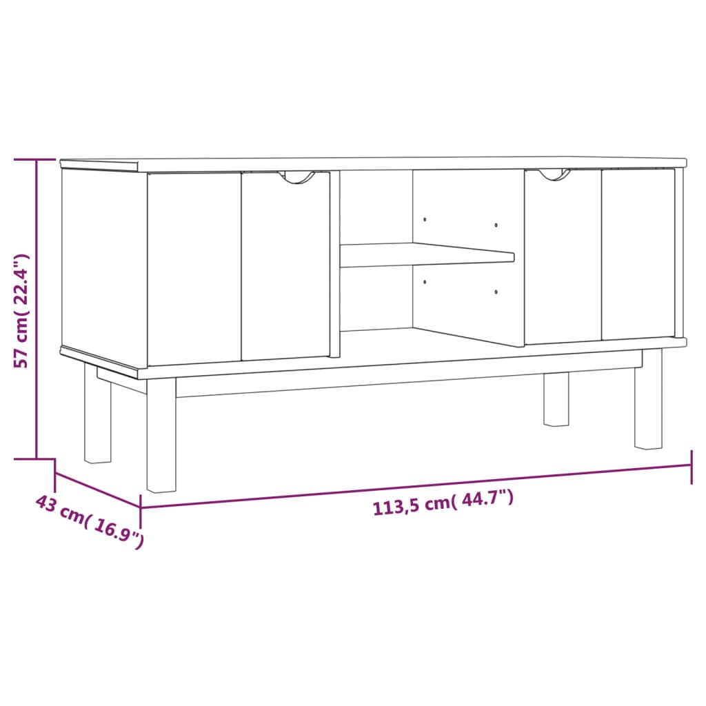 TV-Møbel Tre TV-benk heltre furu OTTA 113,5x43x57 cm