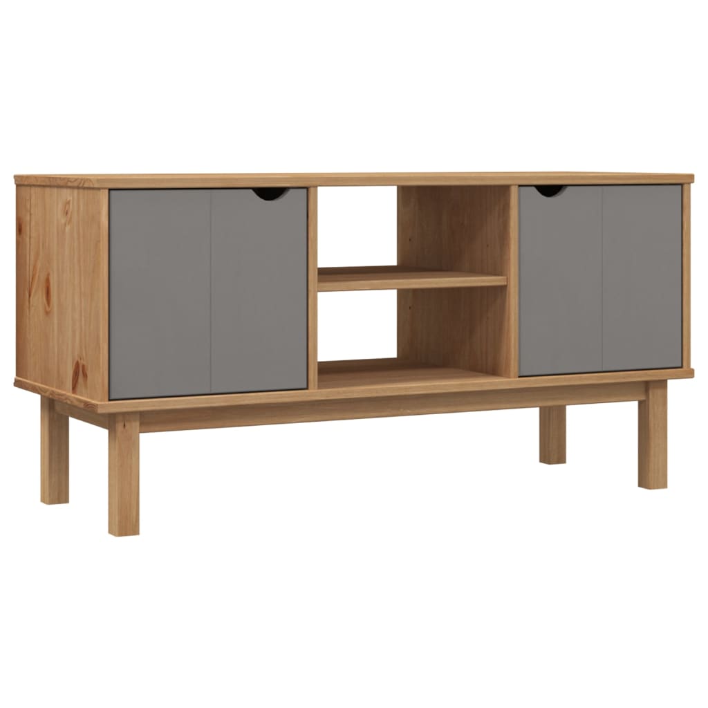 TV-benk OTTA brun og grå 113,5x43x57 cm heltre furu