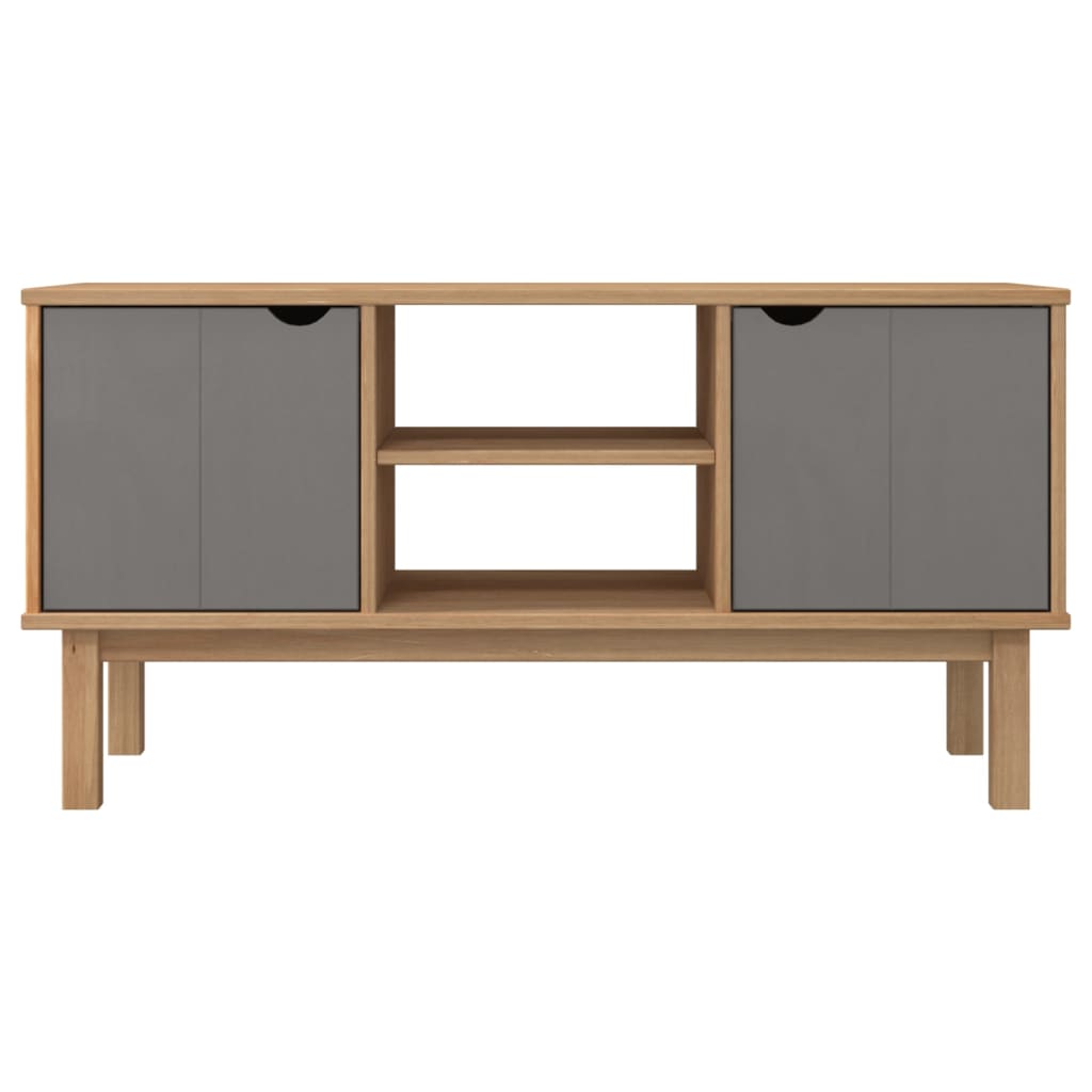 TV-benk OTTA brun og grå 113,5x43x57 cm heltre furu