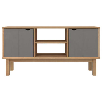 TV-benk OTTA brun og grå 113,5x43x57 cm heltre furu