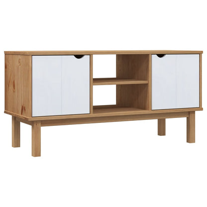 TV-benk OTTA brun og hvit 113,5x43x57 cm heltre furu