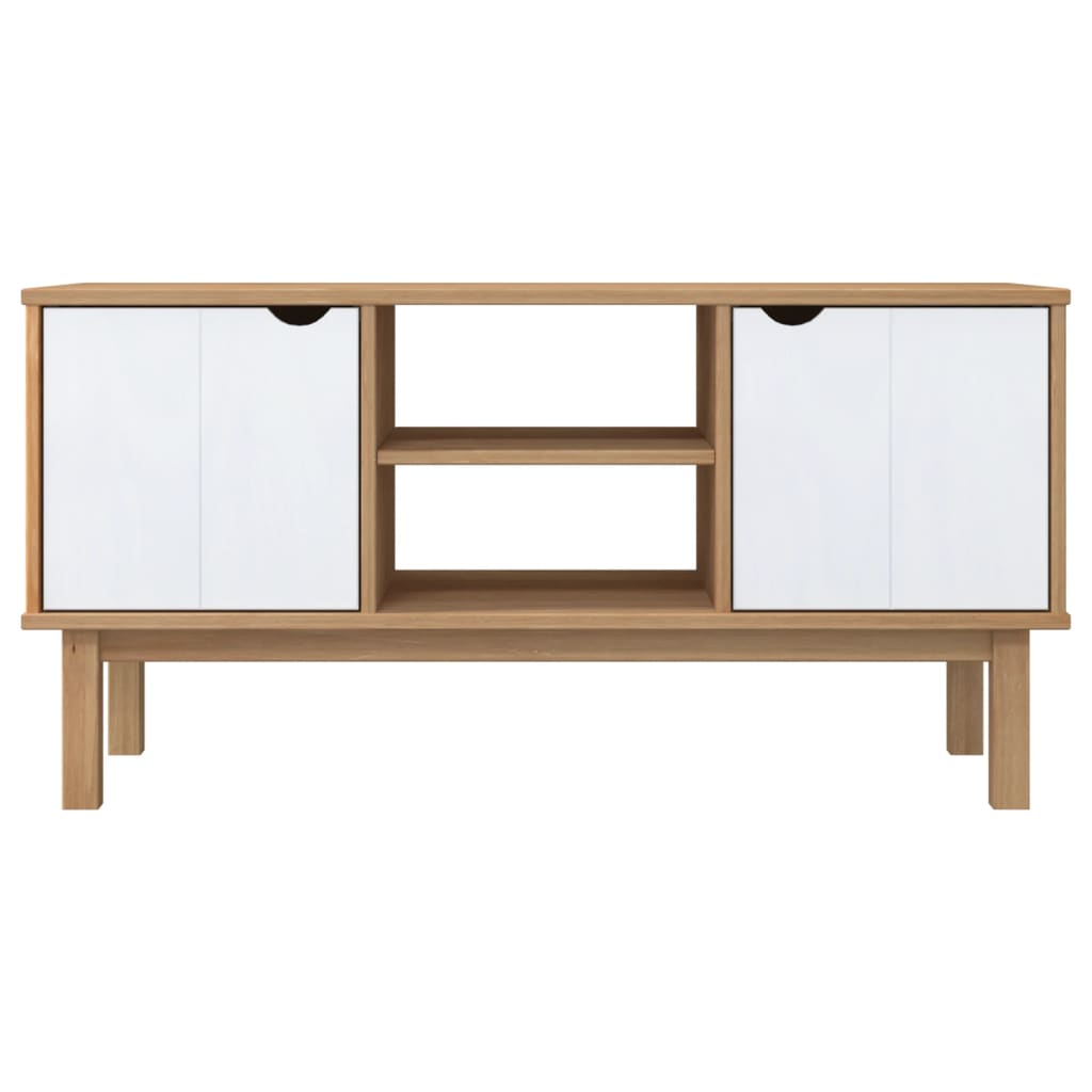TV-benk OTTA brun og hvit 113,5x43x57 cm heltre furu