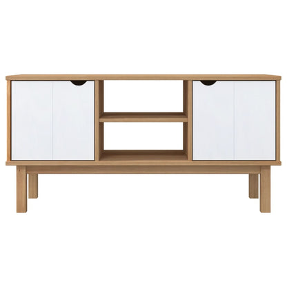 TV-benk OTTA brun og hvit 113,5x43x57 cm heltre furu