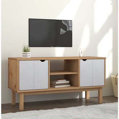TV-benk OTTA brun og hvit 113,5x43x57 cm heltre furu