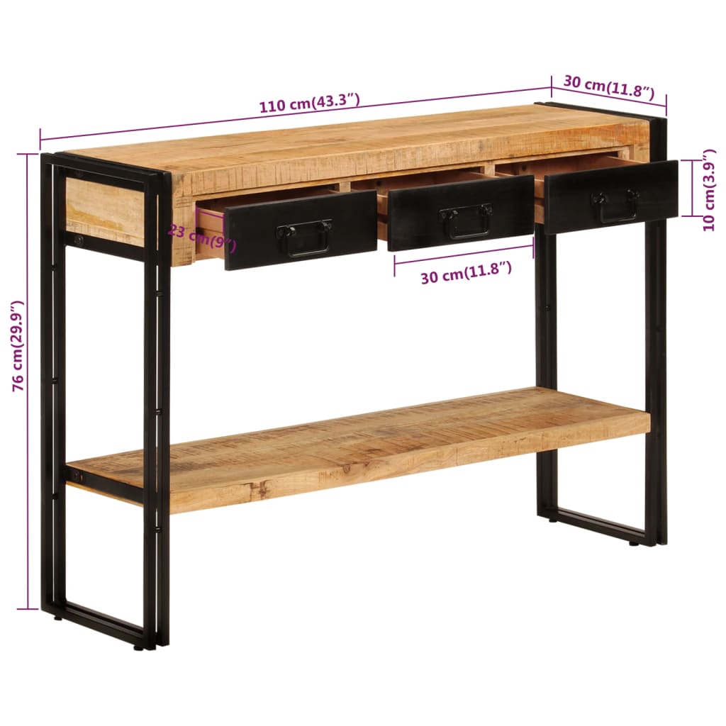 Avlastningsbord Konsollbord Tre 110x30x76 cm heltre mango