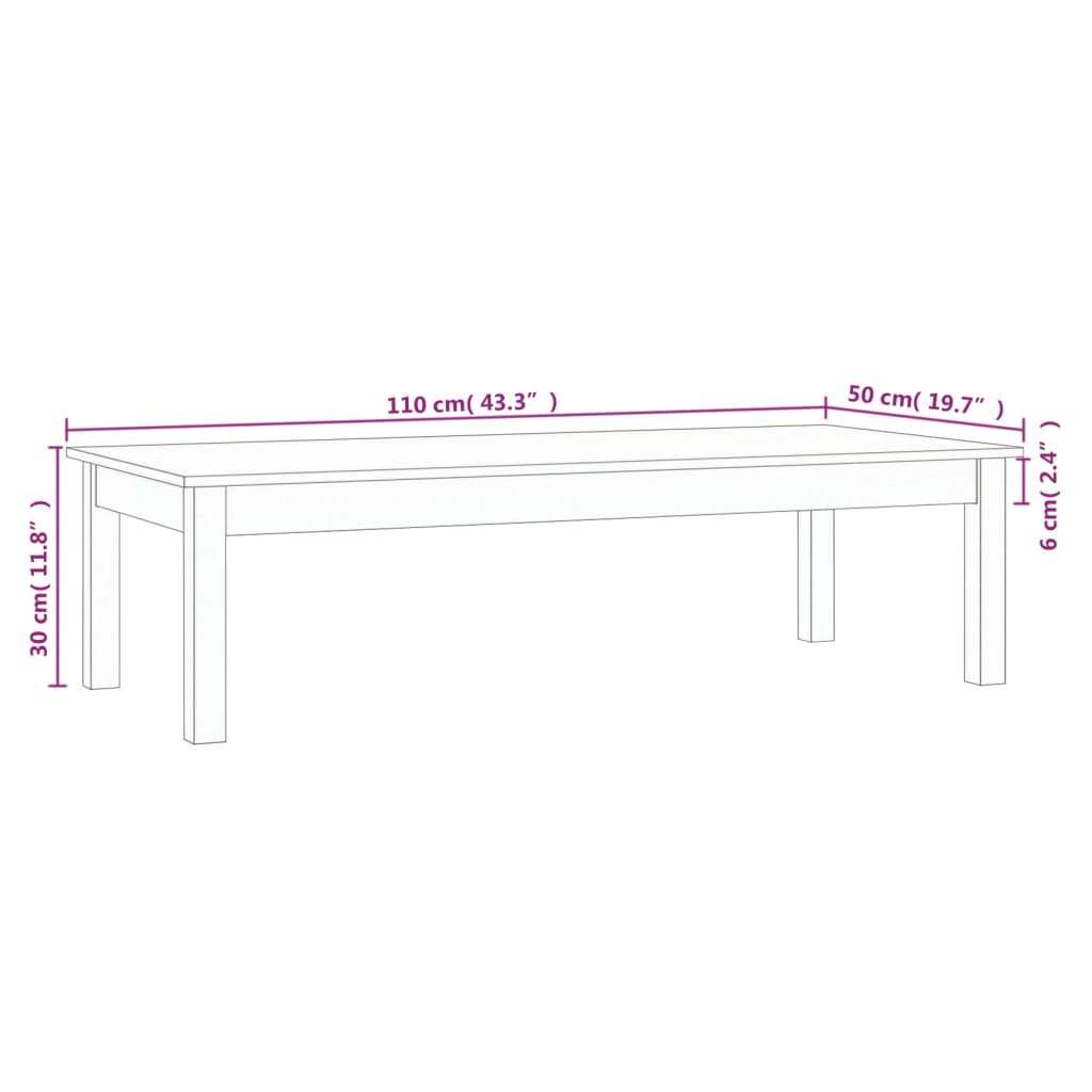 Salongbord Sofabord Tre heltre furu 110x50x30 cm