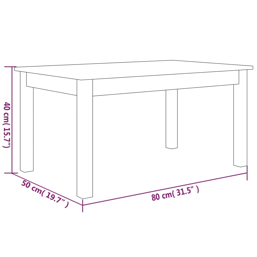 Salongbord Sofabord Grå 80x50x40 cm heltre furu