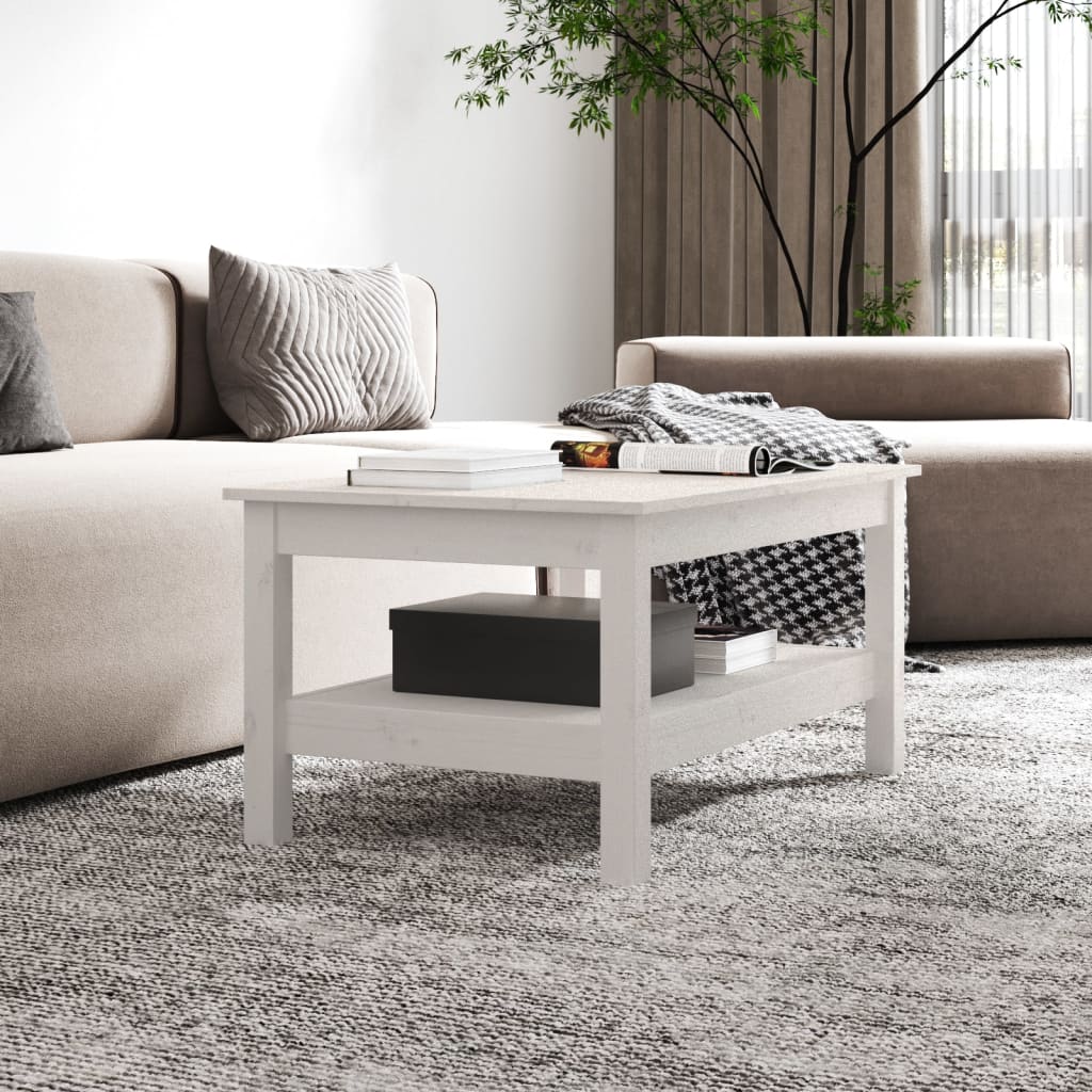 Salongbord Sofabord Hvit 80x50x40 cm heltre furu