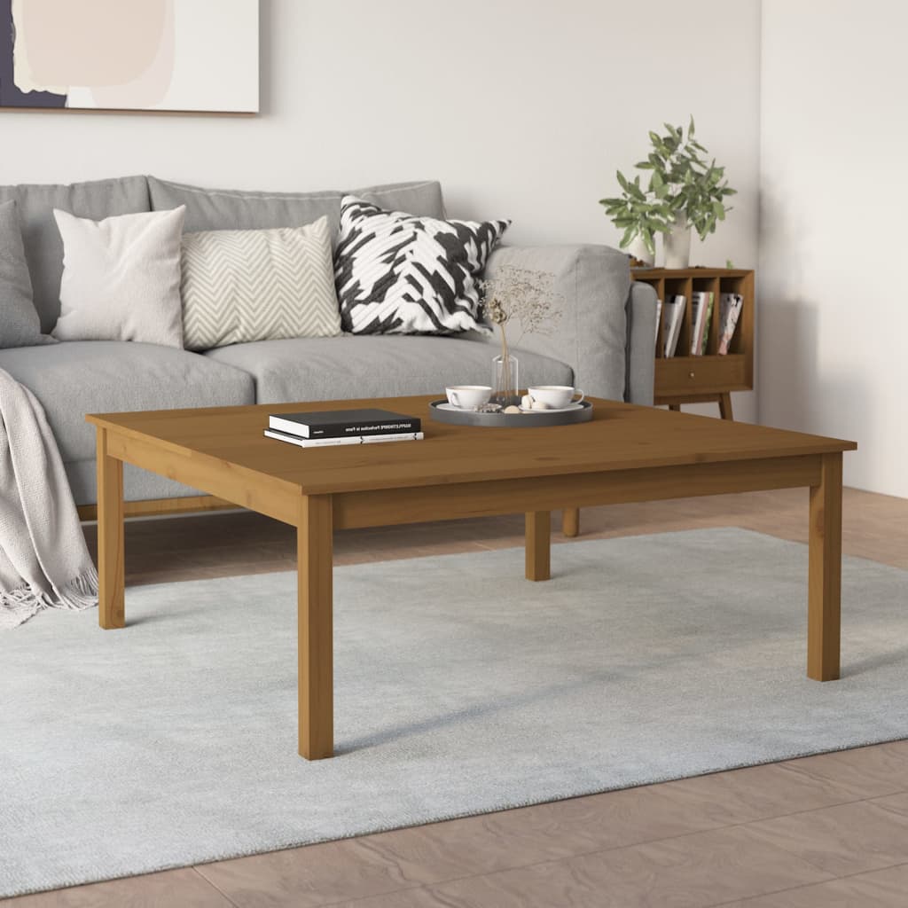 Salongbord Sofabord Tre heltre furu Honningbrun 100x100x40 cm