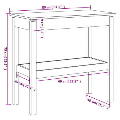 Avlastningsbord Konsollbord Hvit 80x40x75 cm heltre furu