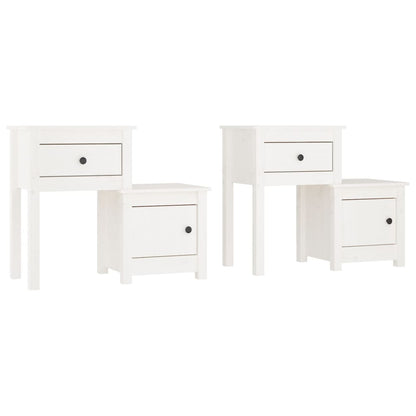 Nattbord 2 stk hvit 79,5x38x65,5 heltre furu