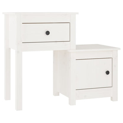 Nattbord 2 stk hvit 79,5x38x65,5 heltre furu