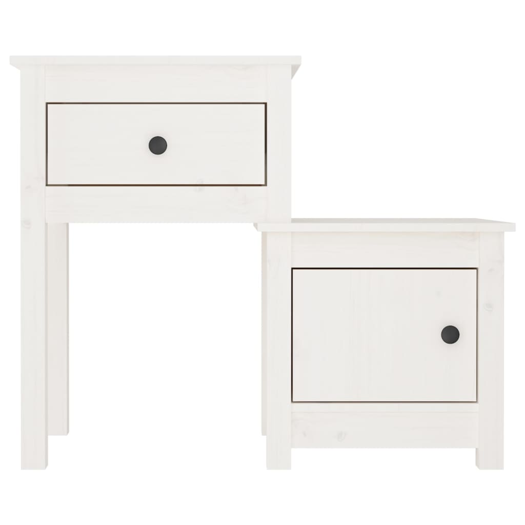 Nattbord 2 stk hvit 79,5x38x65,5 heltre furu
