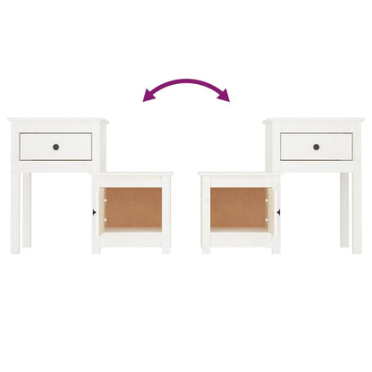 Nattbord 2 stk hvit 79,5x38x65,5 heltre furu
