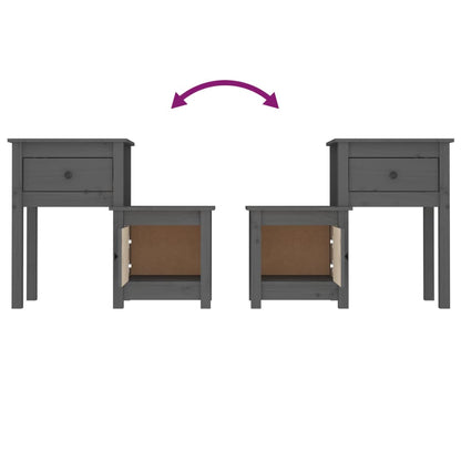 Nattbord Sengbord Grå 79,5x38x65,5 heltre furu
