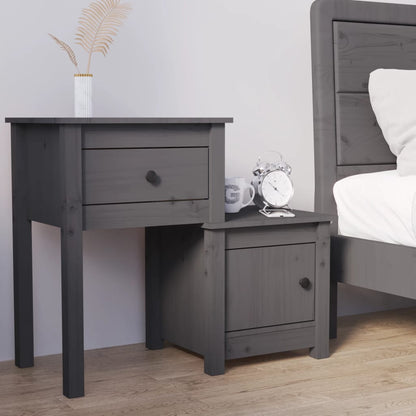 Nattbord Sengbord Grå 79,5x38x65,5 heltre furu