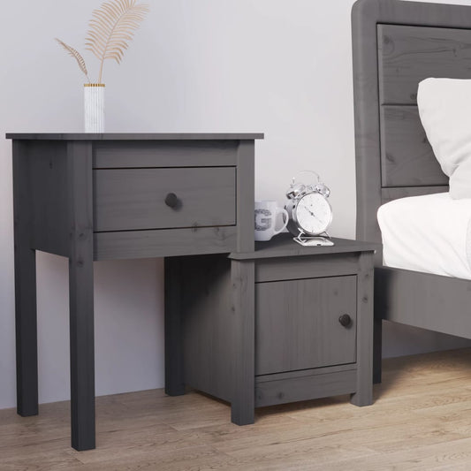Nattbord Sengbord Grå 79,5x38x65,5 heltre furu