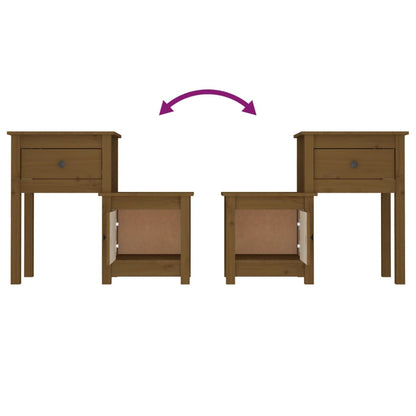 Nattbord Sengbord Honningbrun 79,5x38x65,5 cm heltre furu