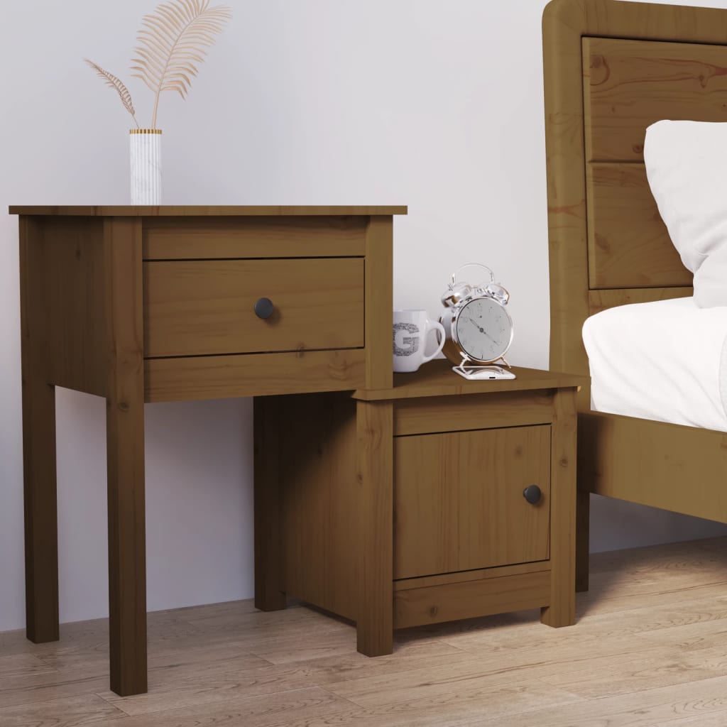 Nattbord Sengbord Honningbrun 79,5x38x65,5 cm heltre furu