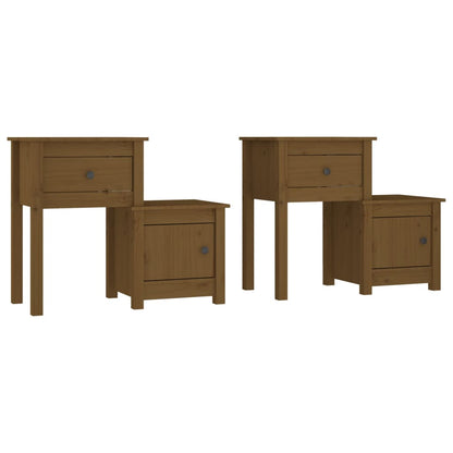 Nattbord 2 stk honningbrun 79,5x38x65,5 cm heltre furu