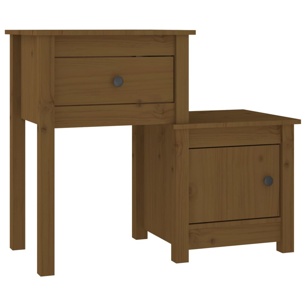 Nattbord 2 stk honningbrun 79,5x38x65,5 cm heltre furu