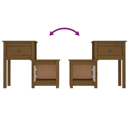 Nattbord 2 stk honningbrun 79,5x38x65,5 cm heltre furu