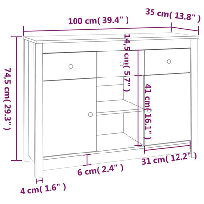 Skjenk Svart 100x35x74,5 cm heltre furu