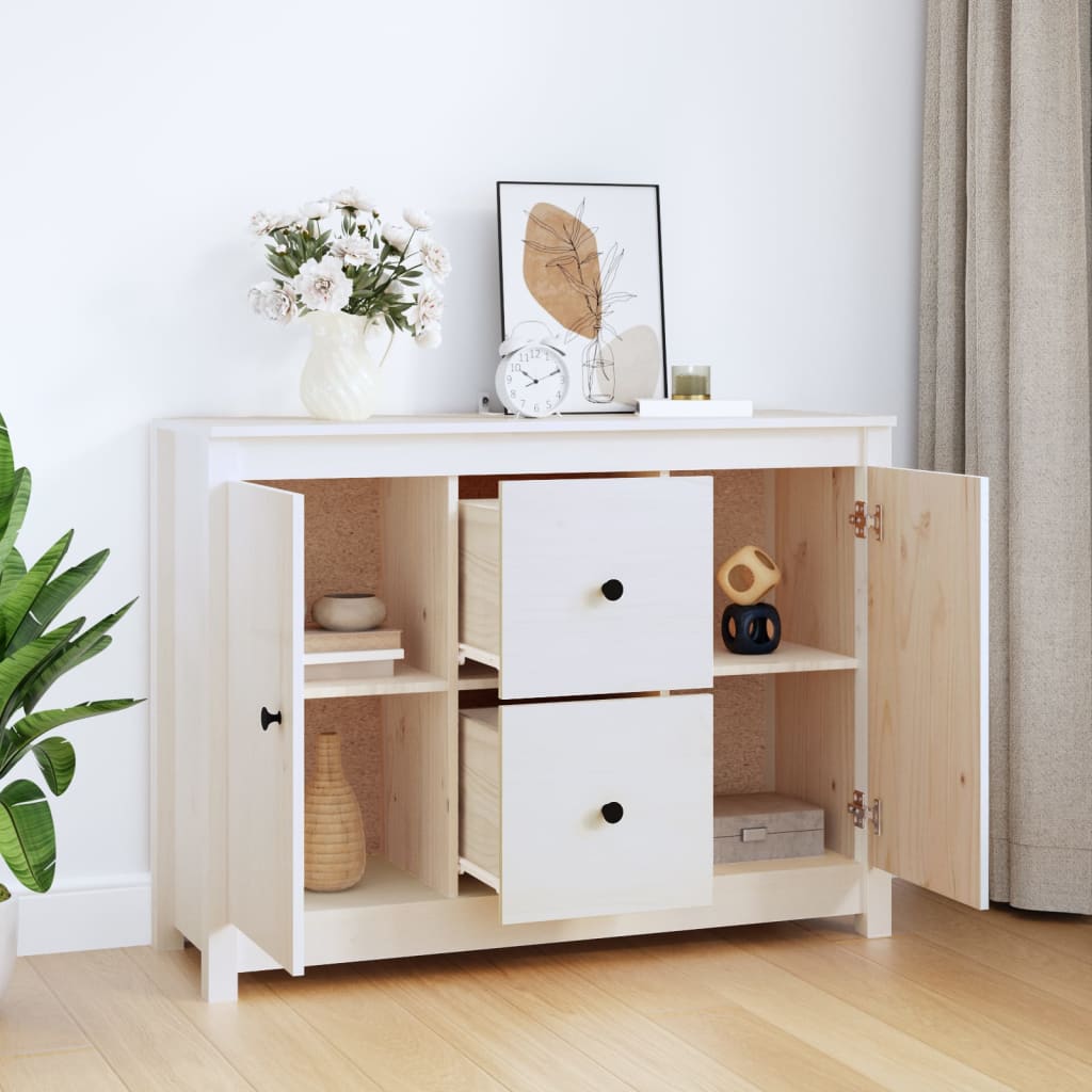 Skjenk Hvit 100x35x74 cm heltre furu