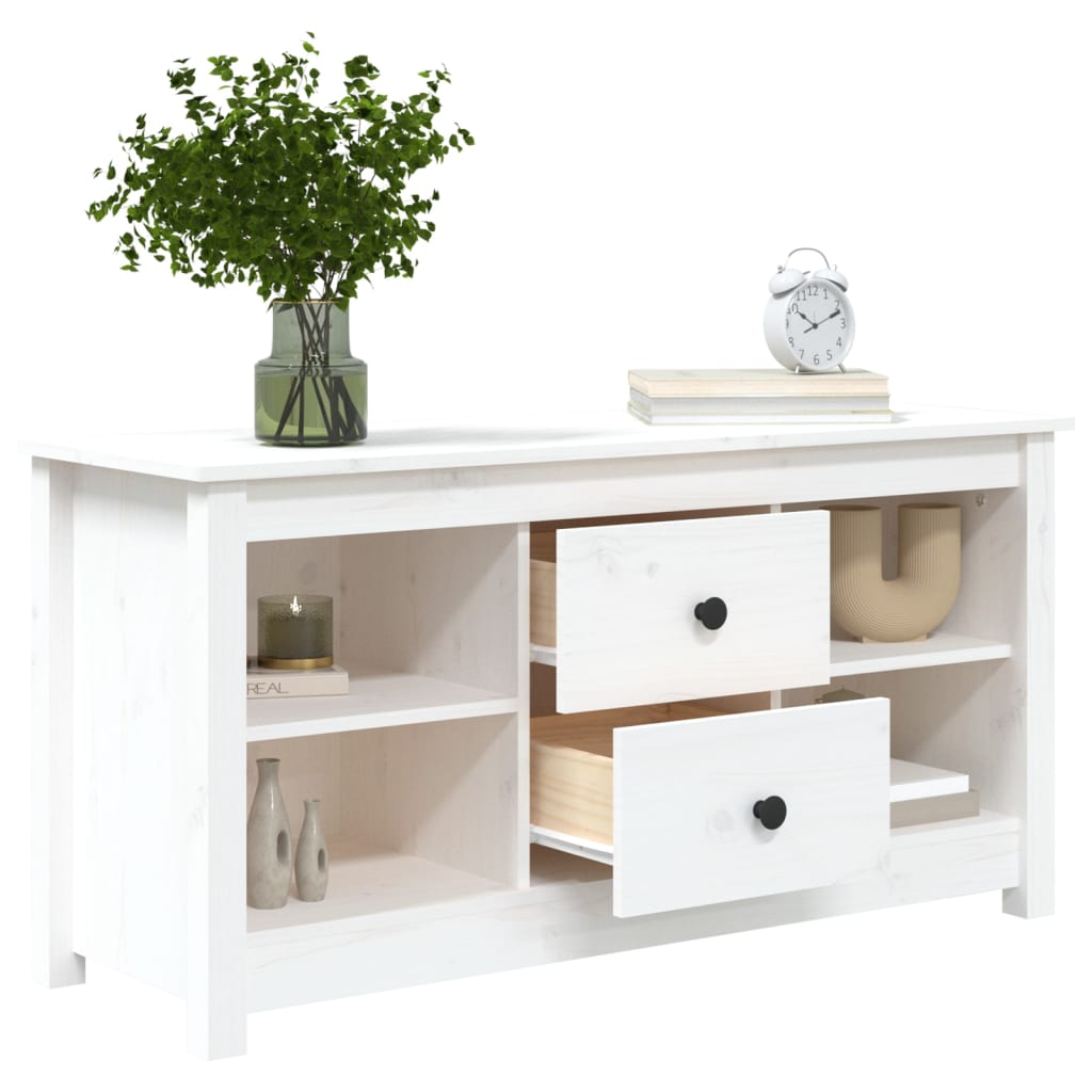 TV-Møbel Hvit TV-benk 103x36,5x52 cm heltre furu