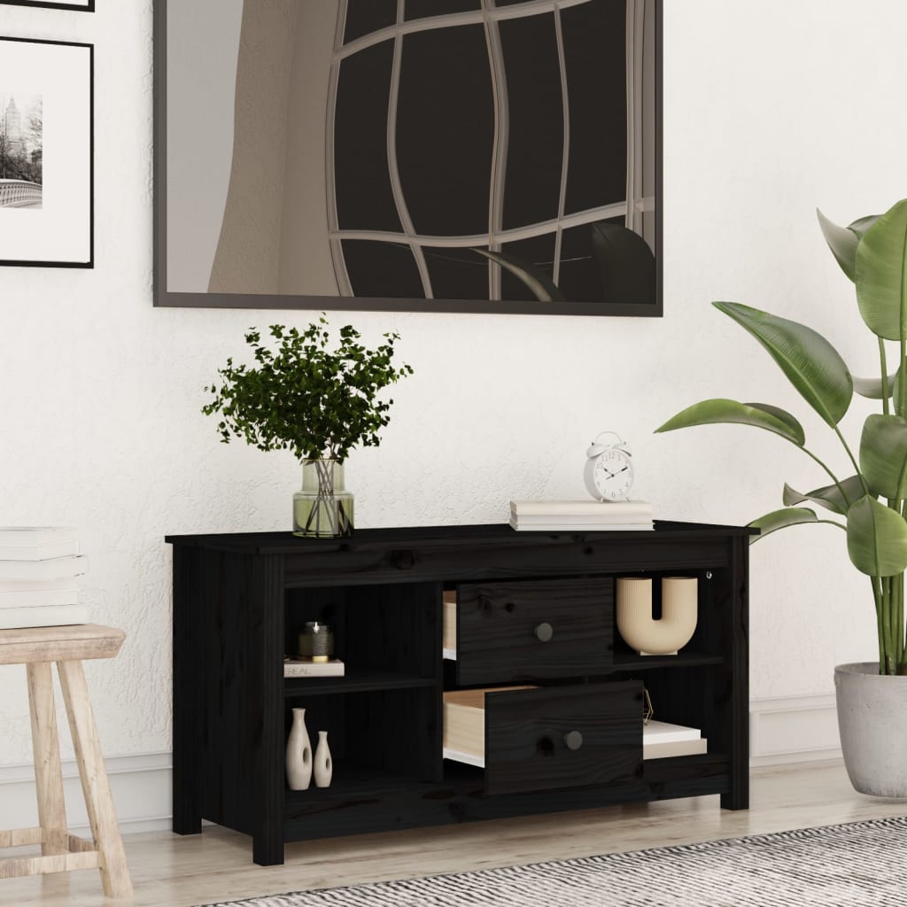 TV-Møbel Svart TV-benk 103x36,5x52 cm heltre furu