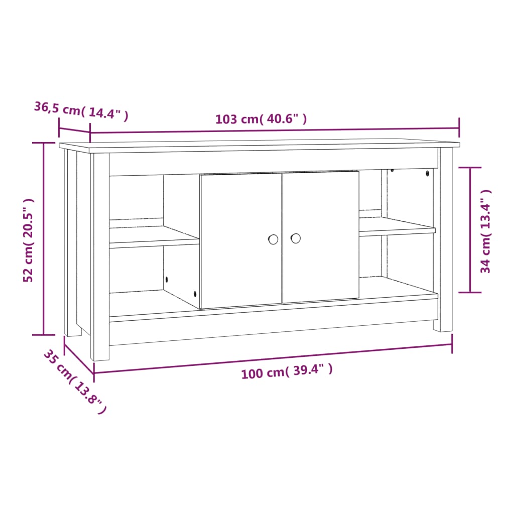 TV-Møbel Grå TV-benk 103x36,5x52 cm heltre furu