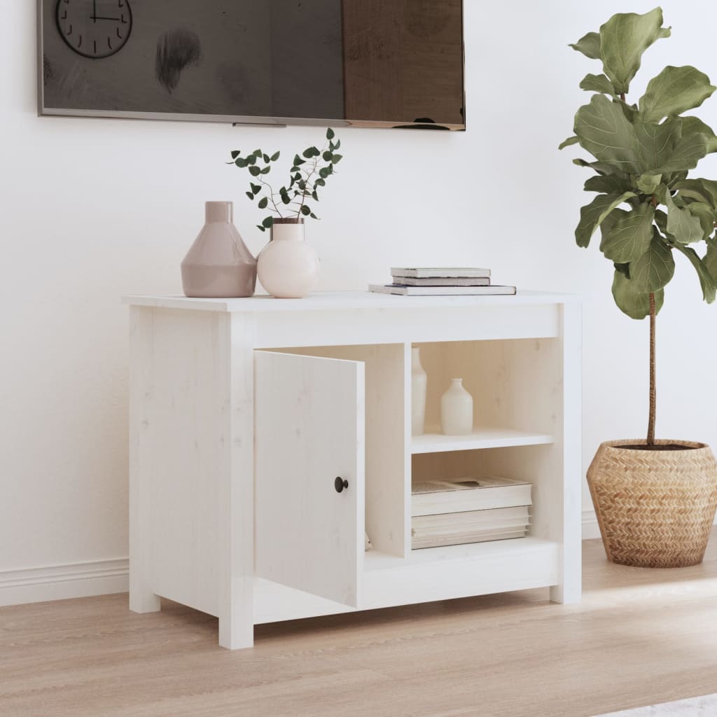 TV-Møbel Hvit TV-benk 70x36,5x52 cm heltre furu