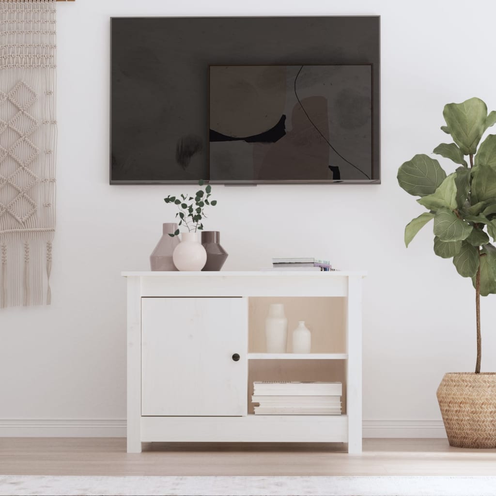 TV-Møbel Hvit TV-benk 70x36,5x52 cm heltre furu