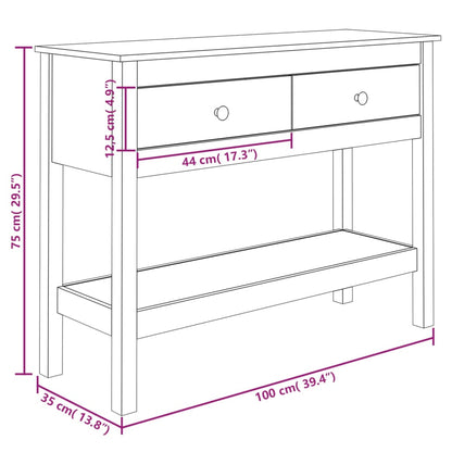 Avlastningsbord Konsollbord Hvit 100x35x75 cm heltre furu
