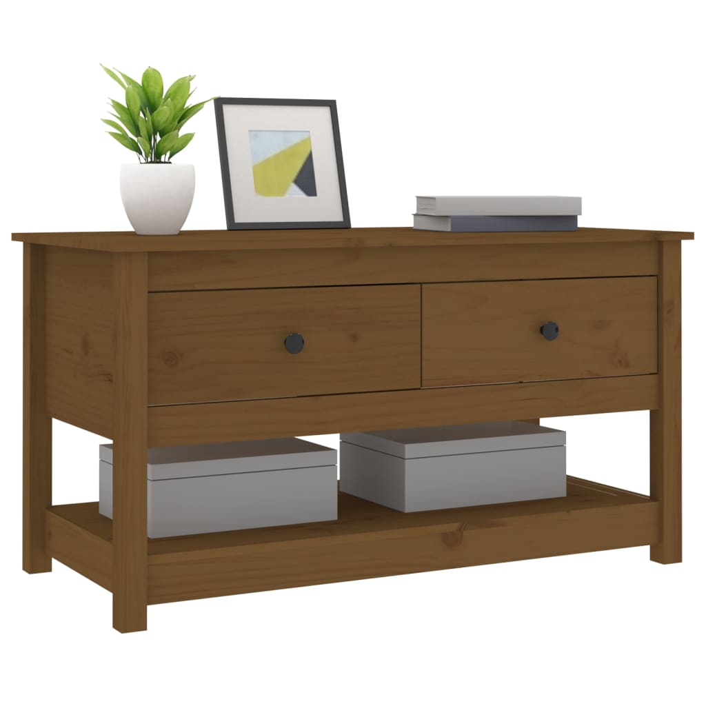 Salongbord Sofabord Tre heltre furu Honningbrun 102x49x55 cm