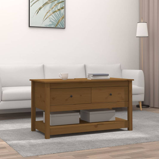 Salongbord Sofabord Tre heltre furu Honningbrun 102x49x55 cm