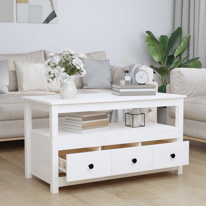Salongbord Sofabord Hvit 102x49x55 cm heltre furu