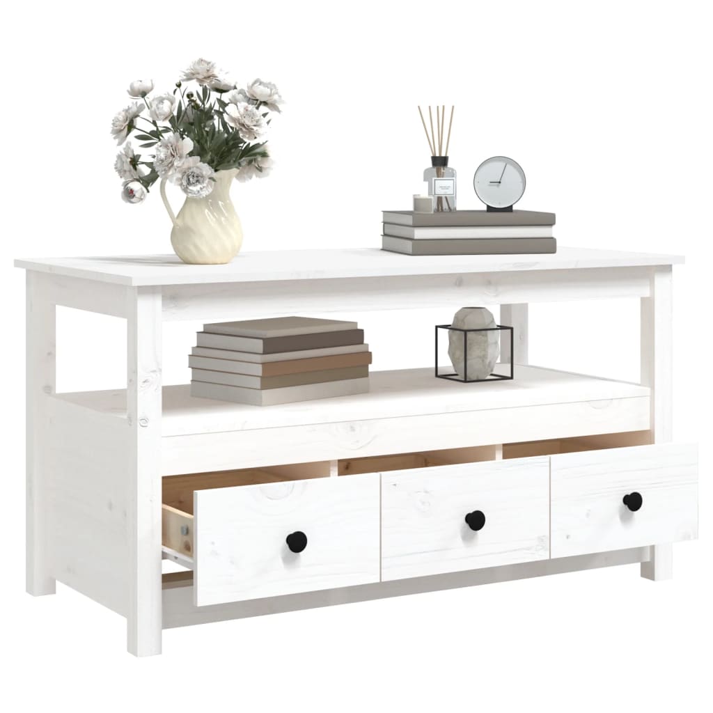 Salongbord Sofabord Hvit 102x49x55 cm heltre furu