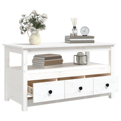 Salongbord Sofabord Hvit 102x49x55 cm heltre furu