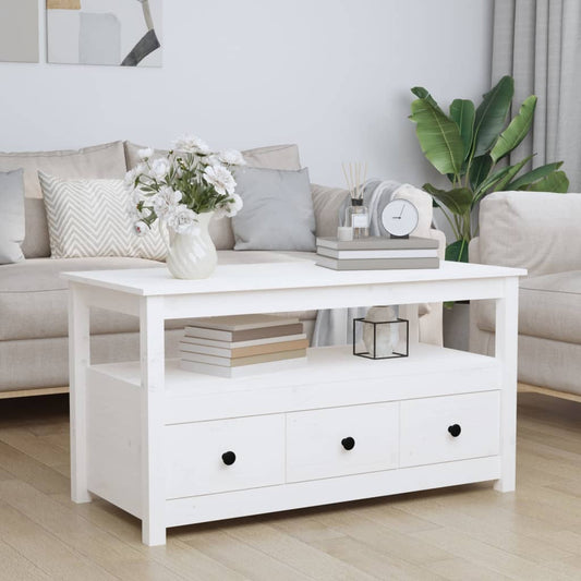 Salongbord Sofabord Hvit 102x49x55 cm heltre furu