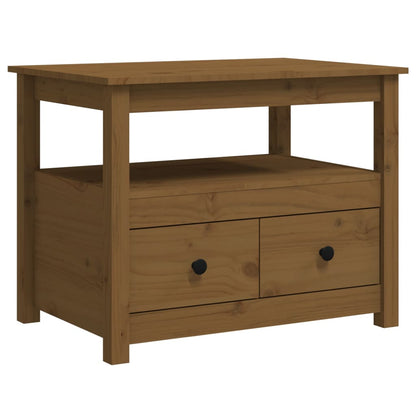Salongbord Sofabord Tre heltre furu Honningbrun 71x49x55 cm