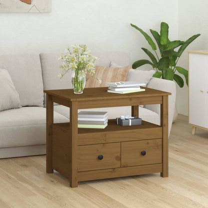 Salongbord Sofabord Tre heltre furu Honningbrun 71x49x55 cm