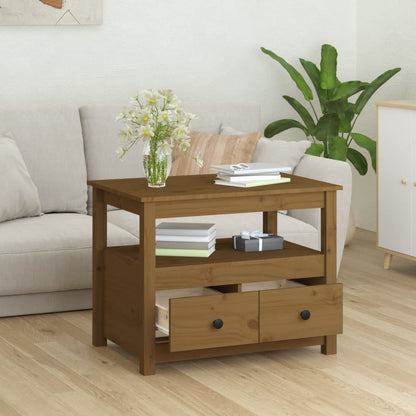 Salongbord Sofabord Tre heltre furu Honningbrun 71x49x55 cm